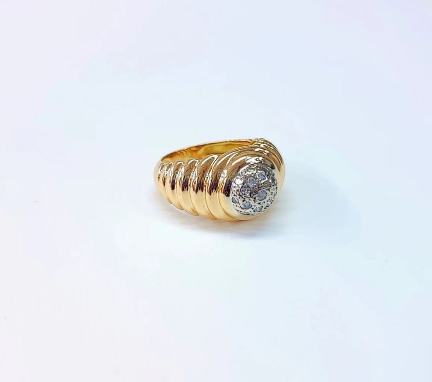 Grooved band ring paved in yellow gold and white gold, diamonds 0.20 ct  - Image 6
