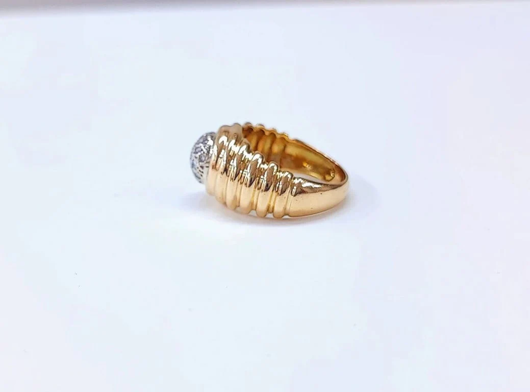 Grooved band ring paved in yellow gold and white gold, diamonds 0.20 ct  - Image 7
