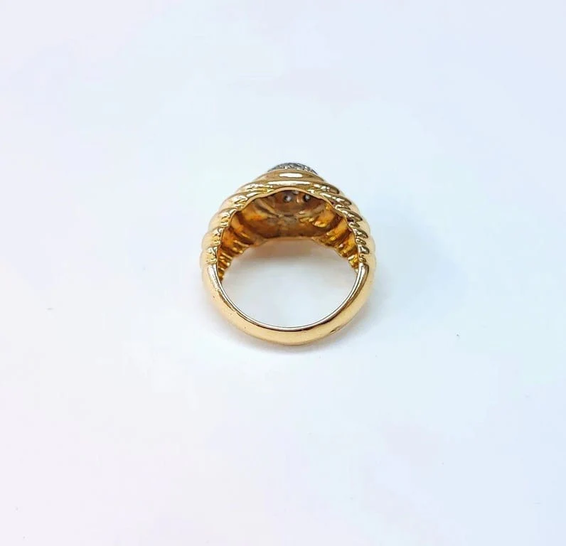 Grooved band ring paved in yellow gold and white gold, diamonds 0.20 ct  - Image 8