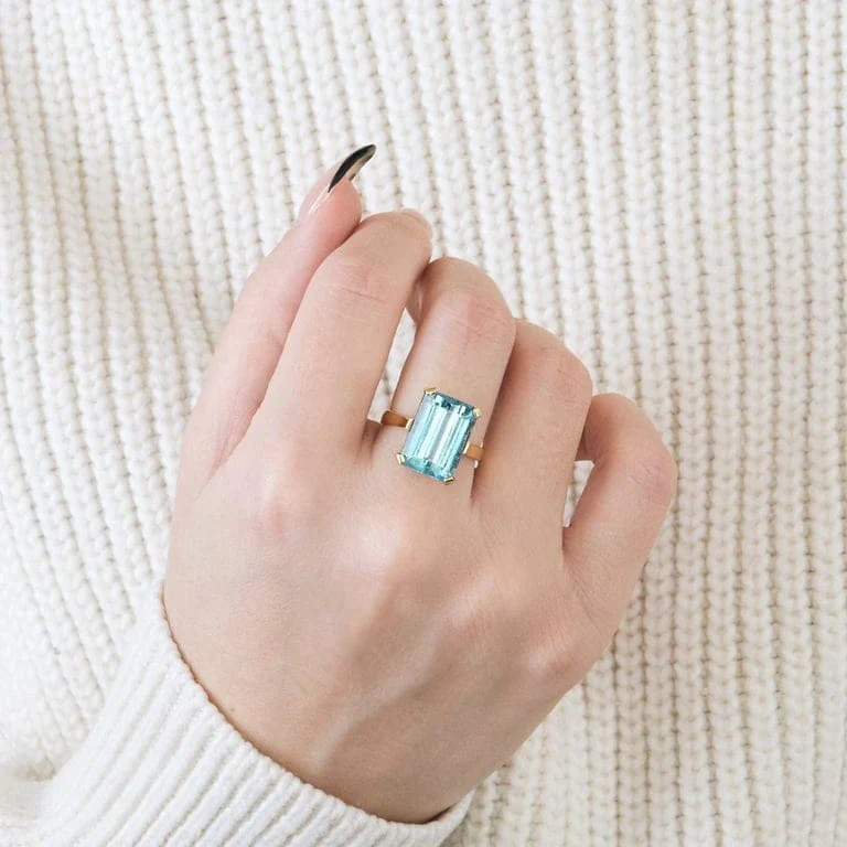 Yellow gold blue topaz ring - Image 5