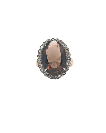 15k yellow gold smoky quartz ring  - Image 3
