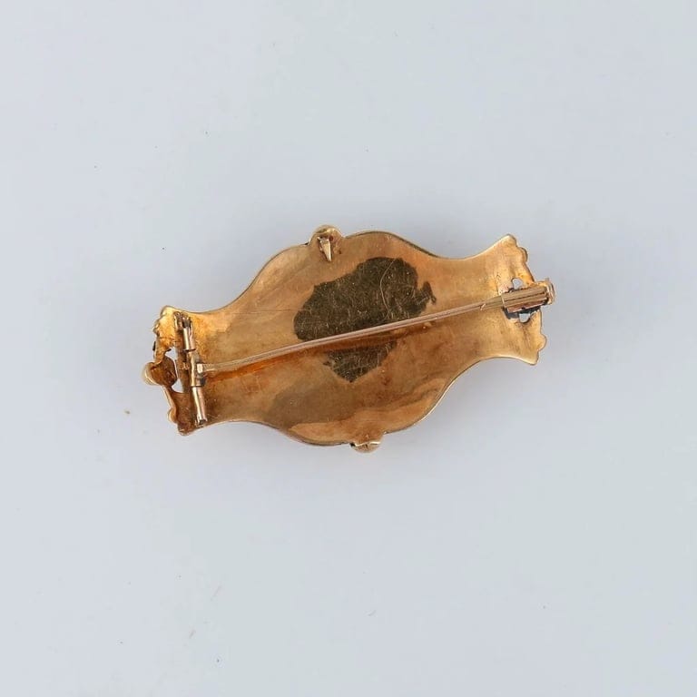 Gold and blue enamel brooch - Image 6