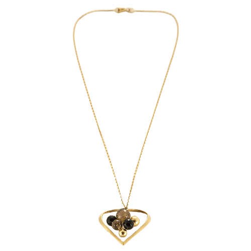Faceted Heart Necklace yellow gold, diamonds