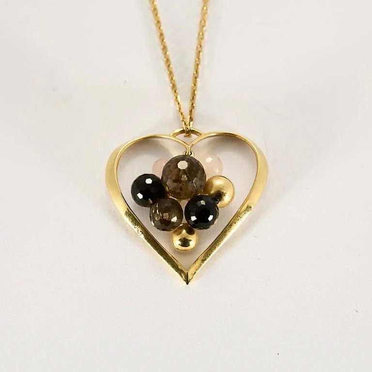Faceted Heart Necklace yellow gold, diamonds - Image 3