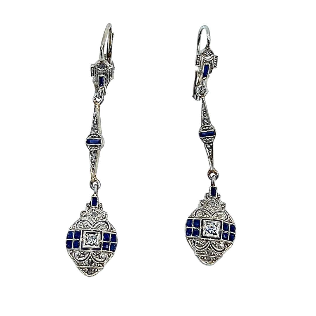 ART DECO EARRINGS, SAPPHIRE