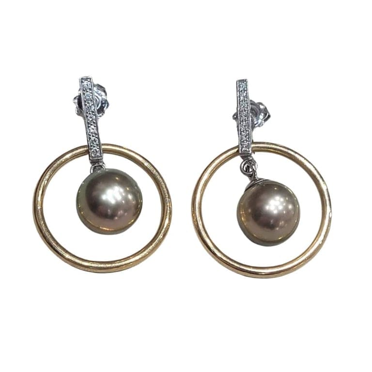 Tahitian pearl and diamond earrings 