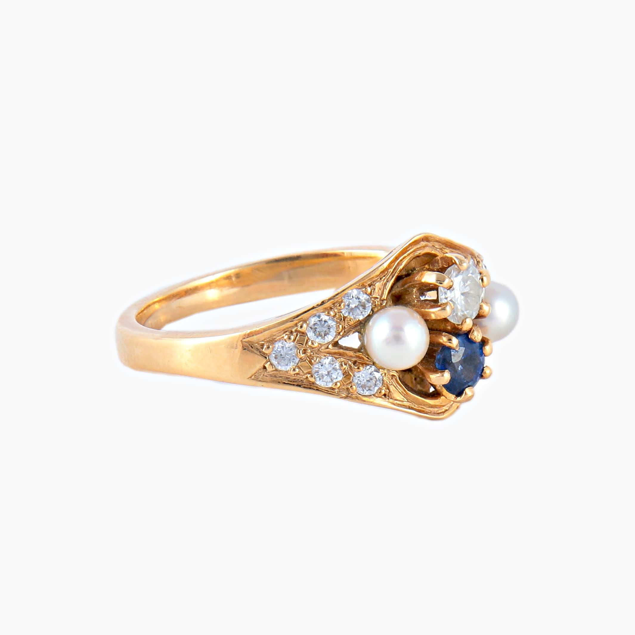 Sapphire Pearls Diamond Ring - Image 2
