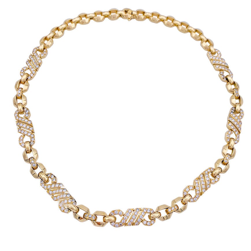 Yellow gold necklace, diamonds. - Image 6