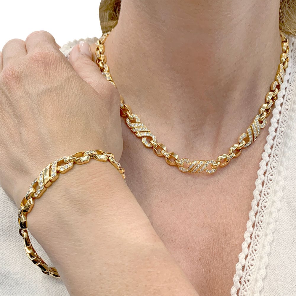 Yellow gold necklace, diamonds. - Image 8