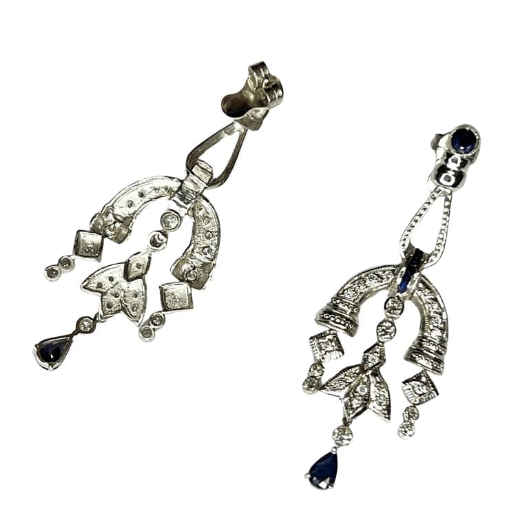 ART DECO SAPPHIRE DIAMOND EARRINGS - Image 4