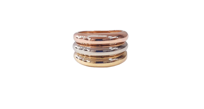 Three-gold band ring in 18k gold