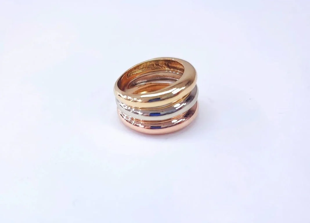 Three-gold band ring in 18k gold - Image 4