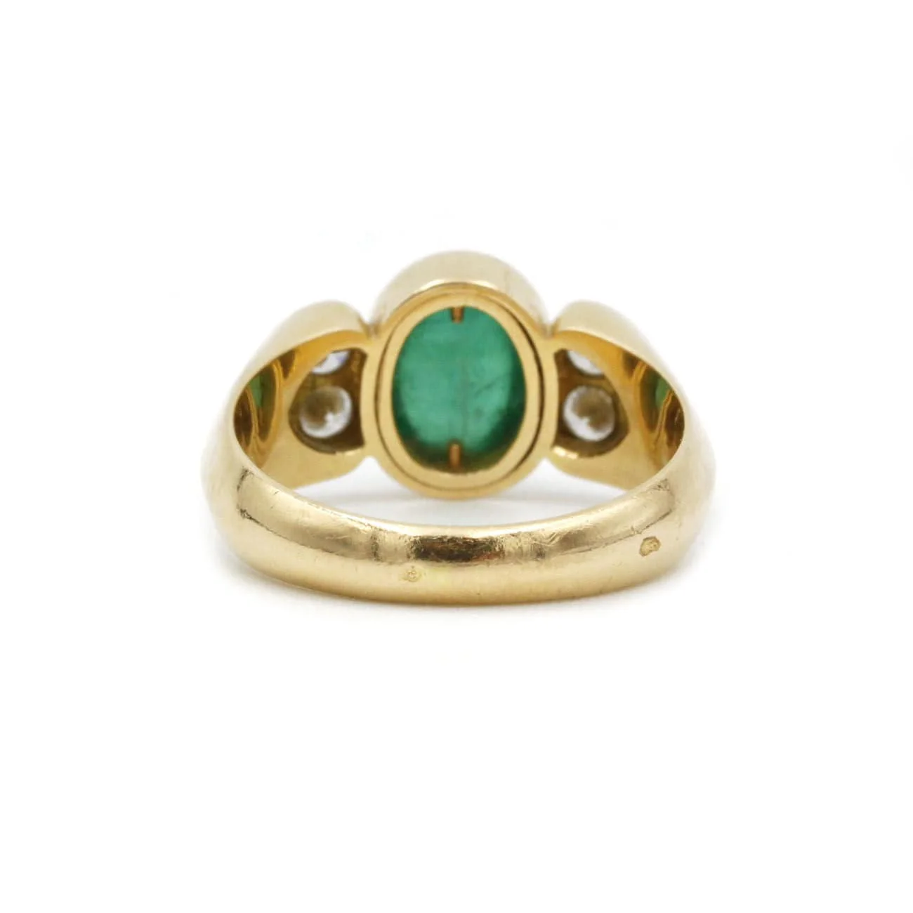 Yellow gold ring with emerald and diamonds - Image 4