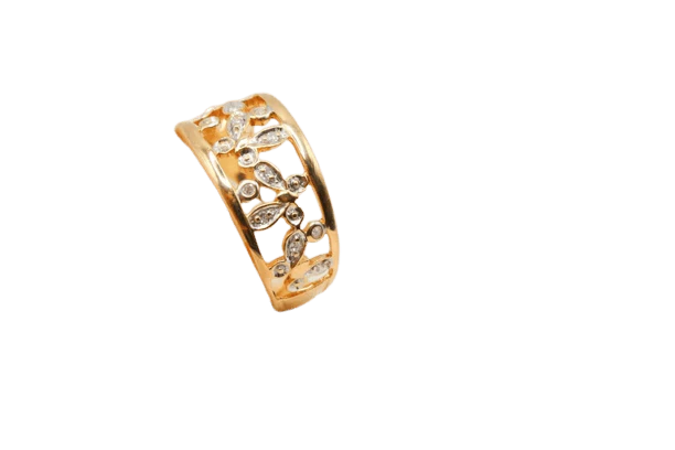 Yellow gold and diamond butterfly ring