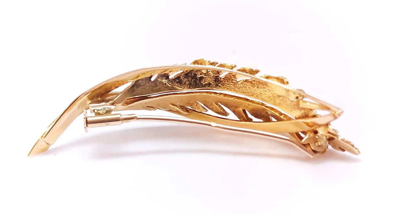 Yellow gold leaf brooch - Image 5