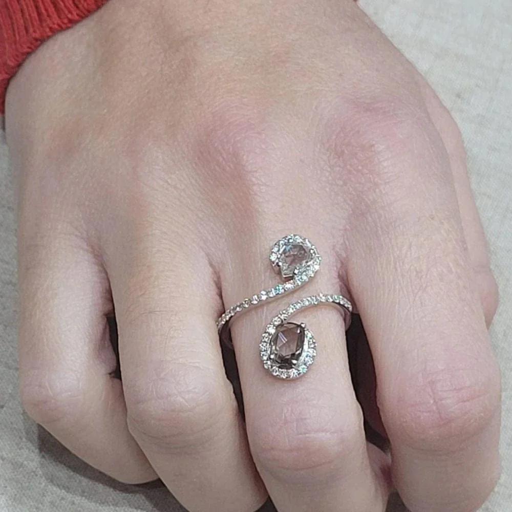 Diamond ring with rose-cut and brilliant-cut diamonds  - Image 4
