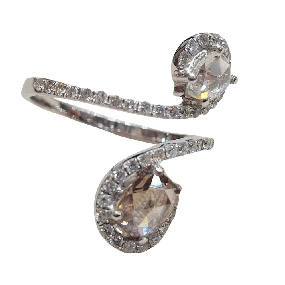 Diamond ring with rose-cut and brilliant-cut diamonds  - Image 5