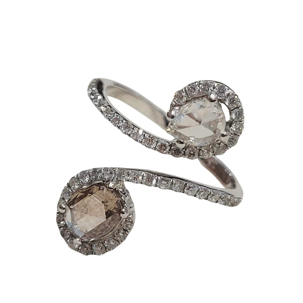 Diamond ring with rose-cut and brilliant-cut diamonds  - Image 6