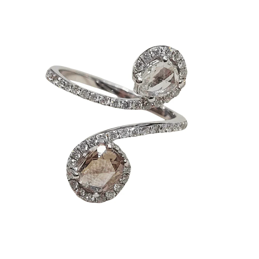 Diamond ring with rose-cut and brilliant-cut diamonds  - Image 7