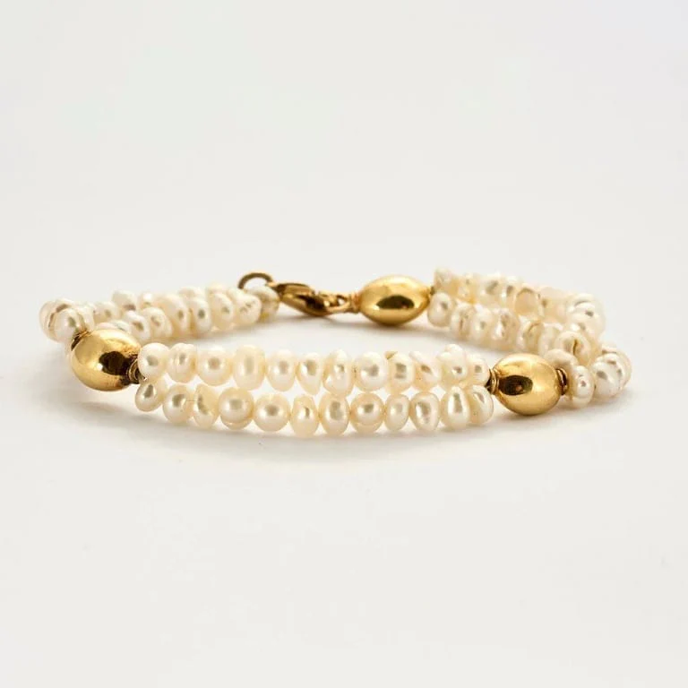 Yellow gold baroque pearl bracelet - Image 6