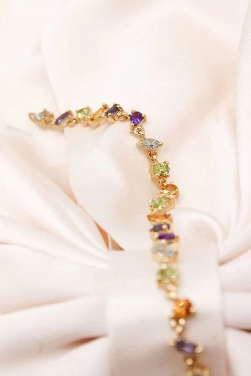Multicolored river bracelet in yellow gold  - Image 11