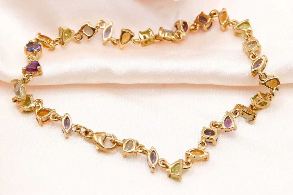 Multicolored river bracelet in yellow gold  - Image 4