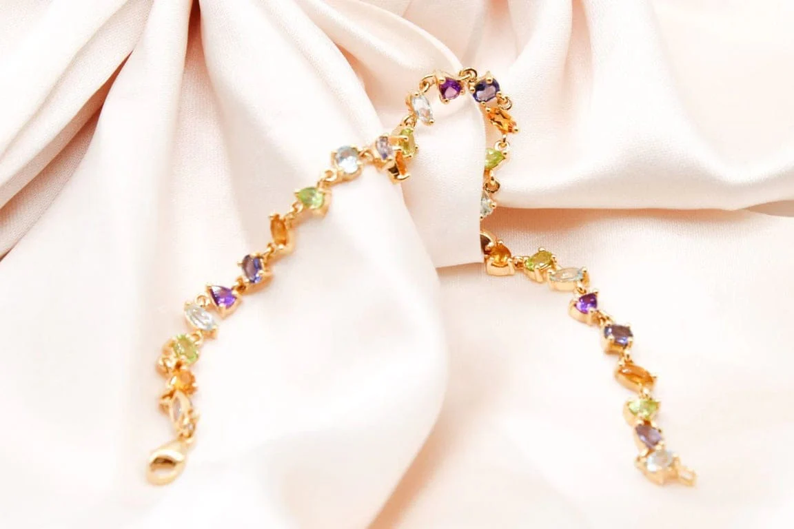 Multicolored river bracelet in yellow gold  - Image 5