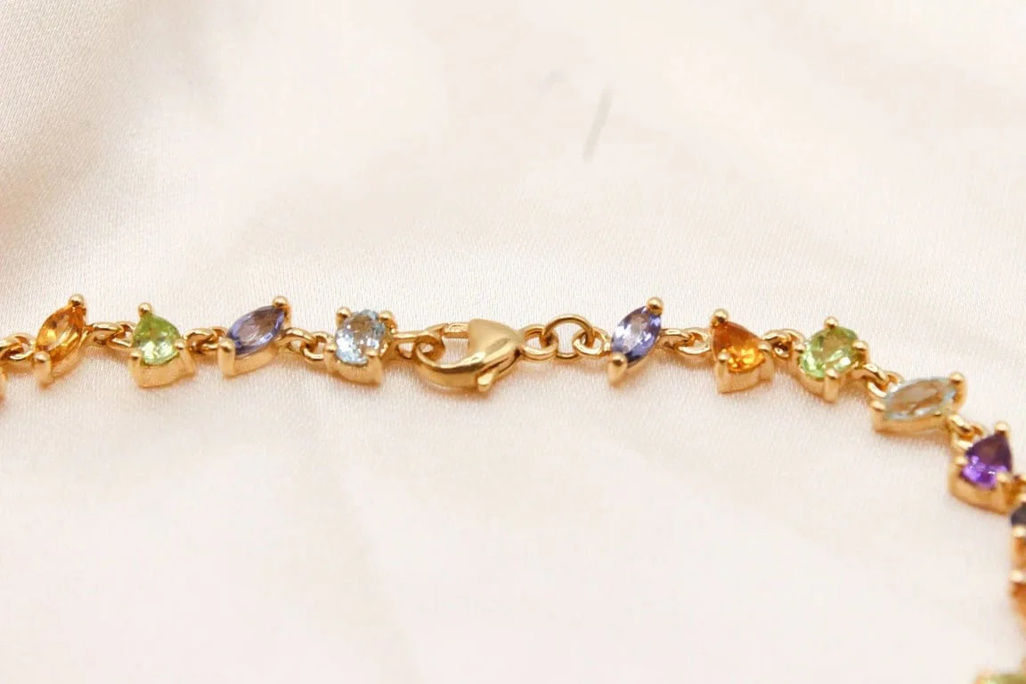 Multicolored river bracelet in yellow gold  - Image 6