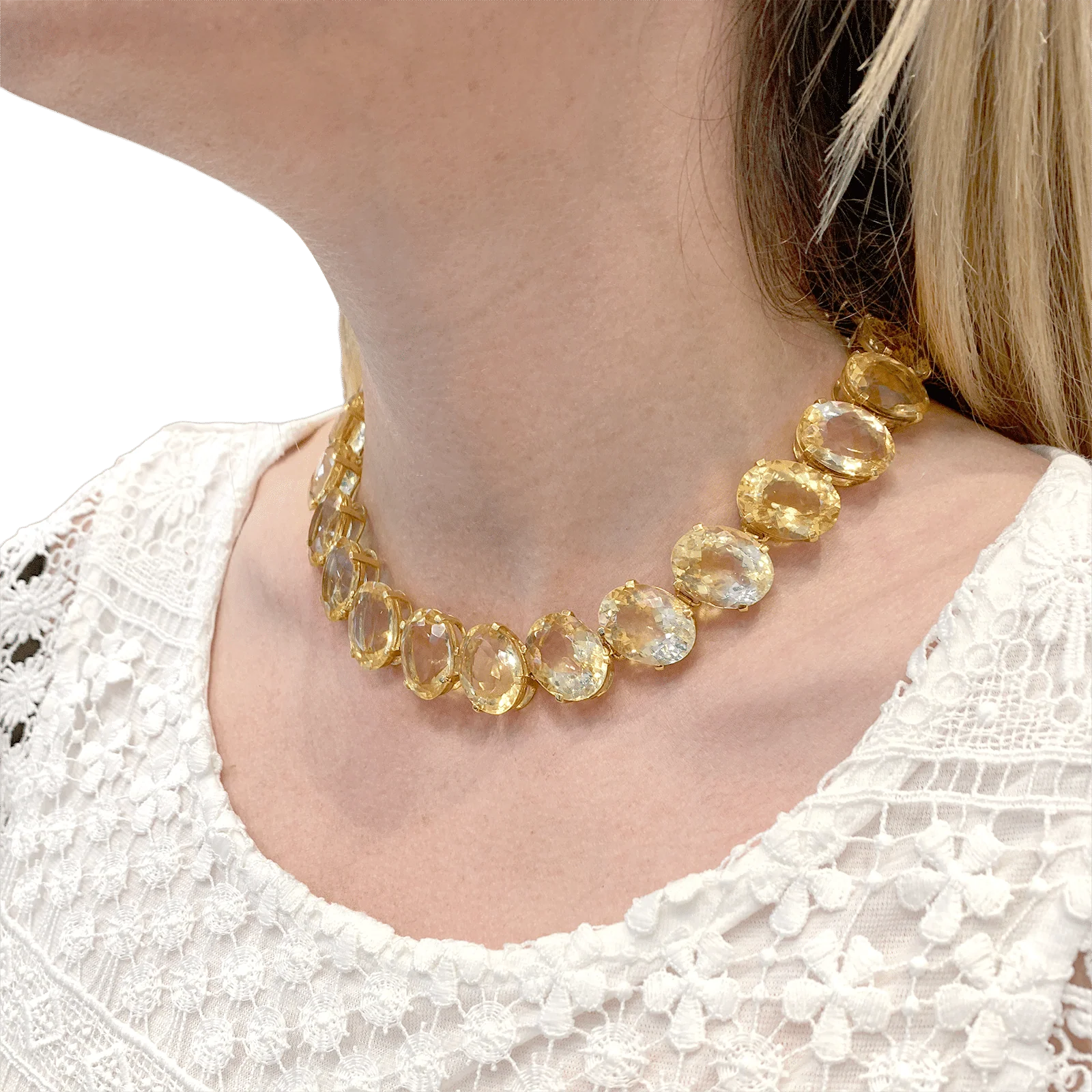 Yellow gold and citrine necklace. - Image 6