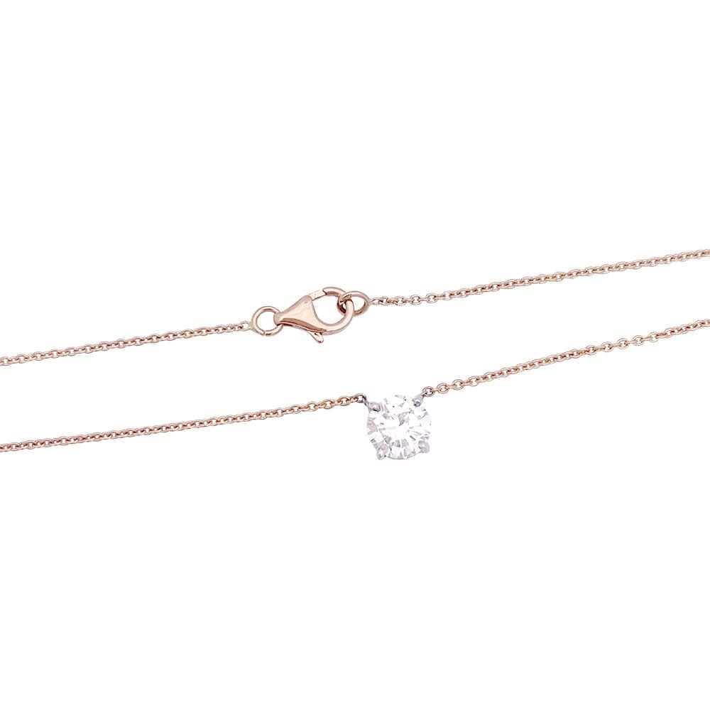 Two gold, diamond solitaire necklace. - Image 2