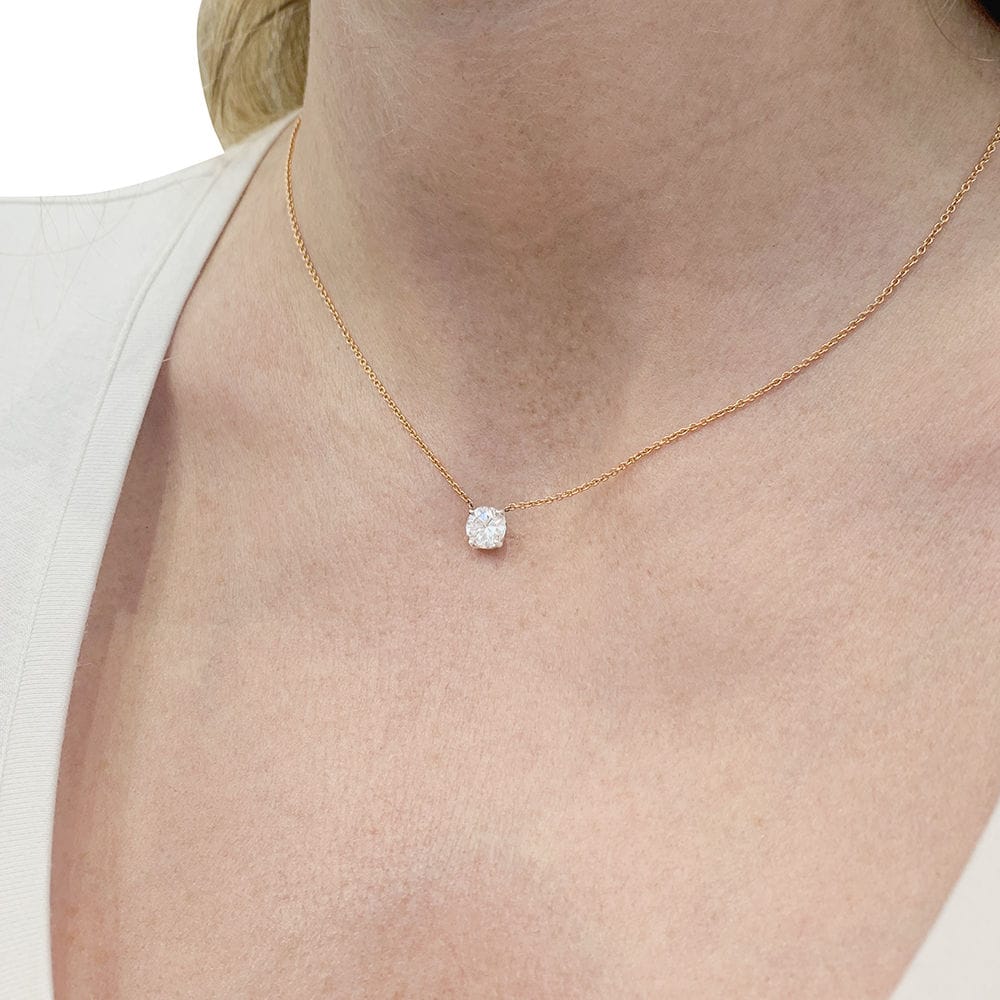 Two gold, diamond solitaire necklace. - Image 3