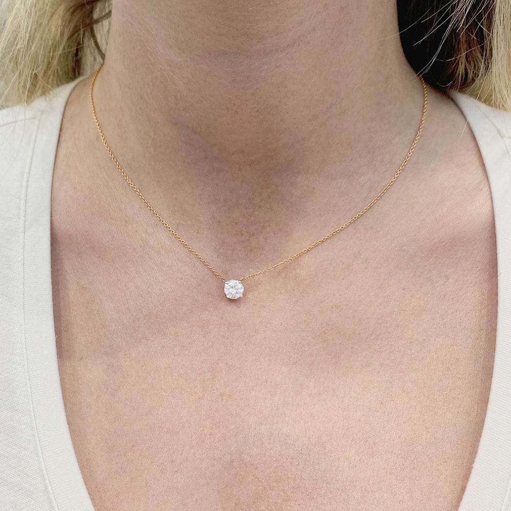 Two gold, diamond solitaire necklace. - Image 4