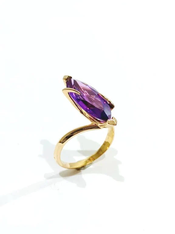Amethyst and rose gold ring - Image 6