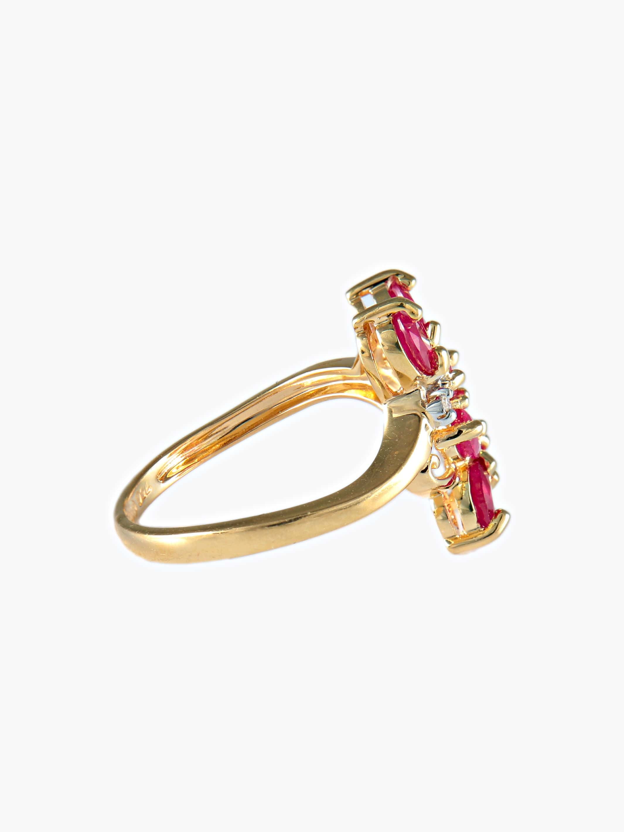Yellow gold double ruby leaf ring - Image 6