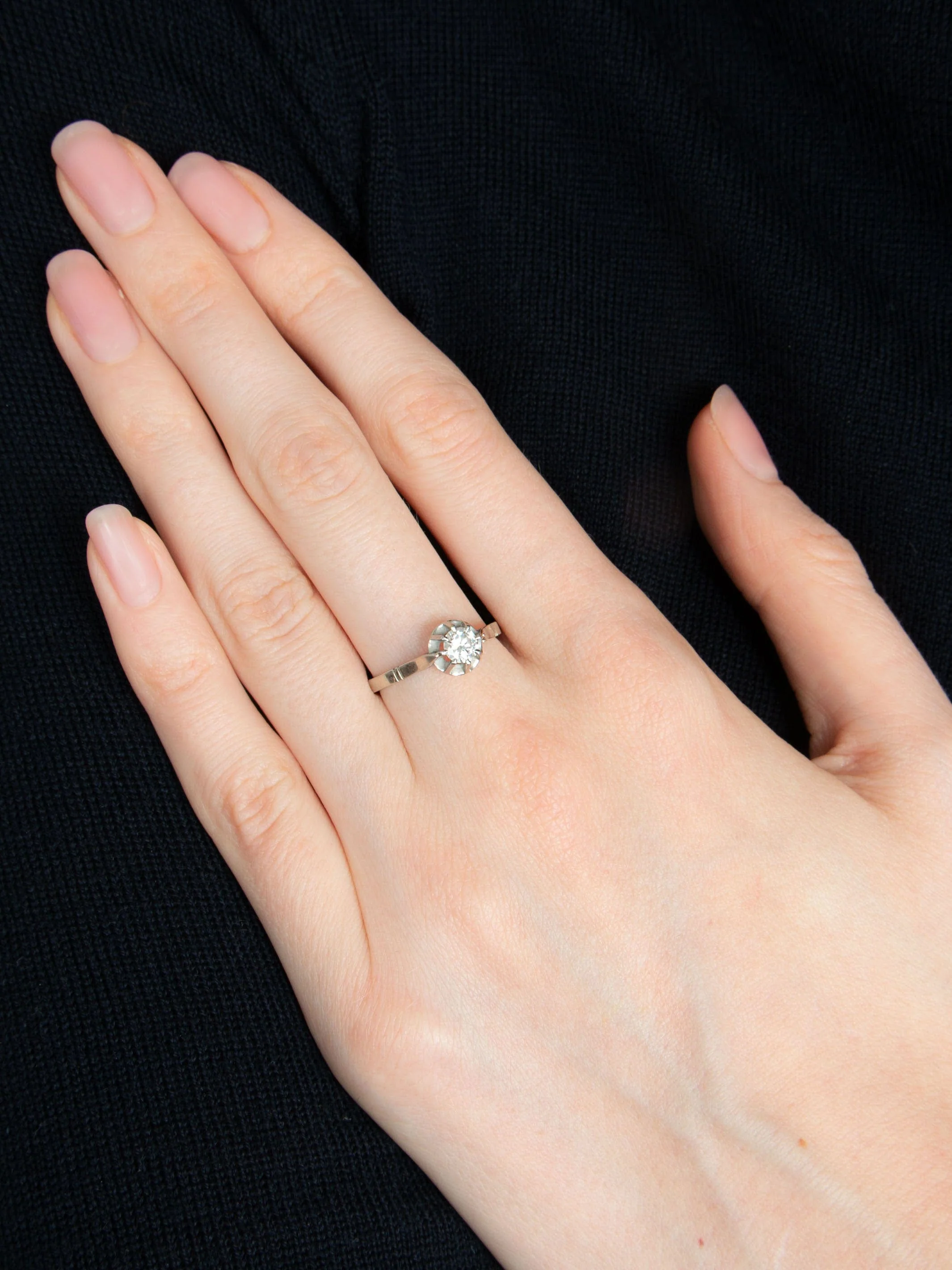 Old solitaire White gold - Image 2