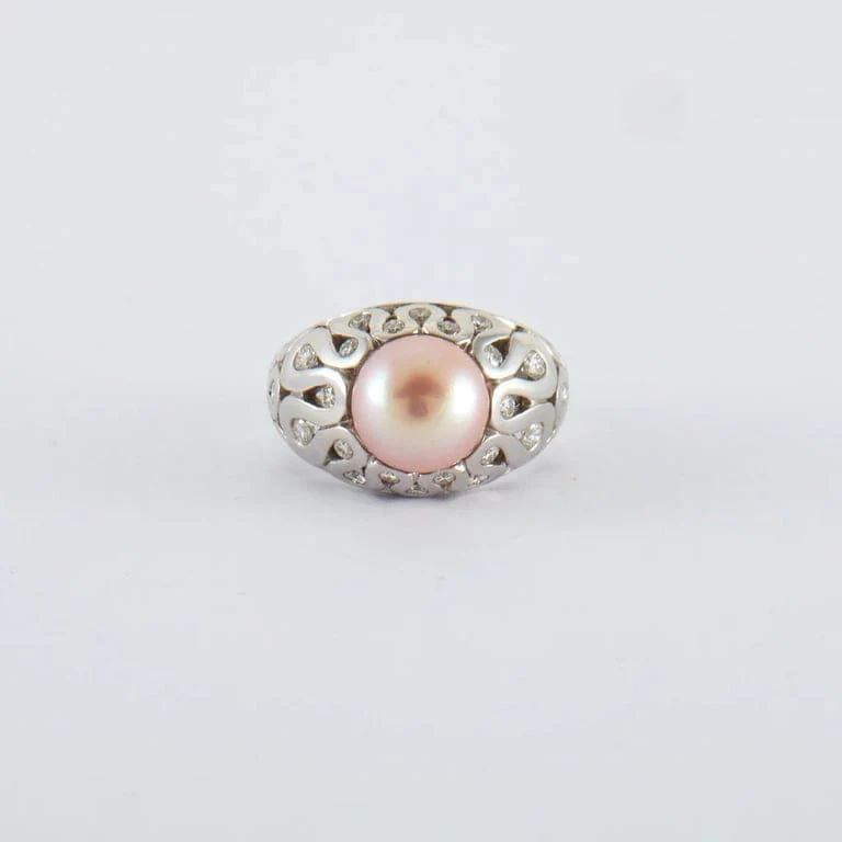Pink Pearl Diamond Bangle Ring