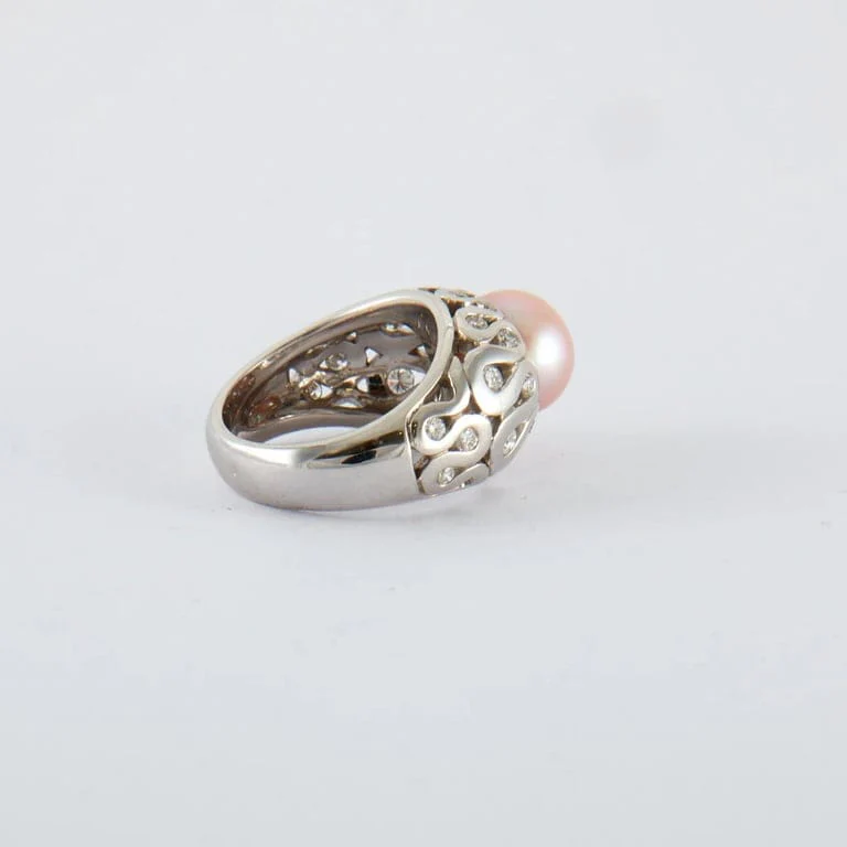 Pink Pearl Diamond Bangle Ring - Image 4