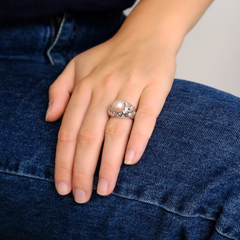 Pink Pearl Diamond Bangle Ring - Image 7