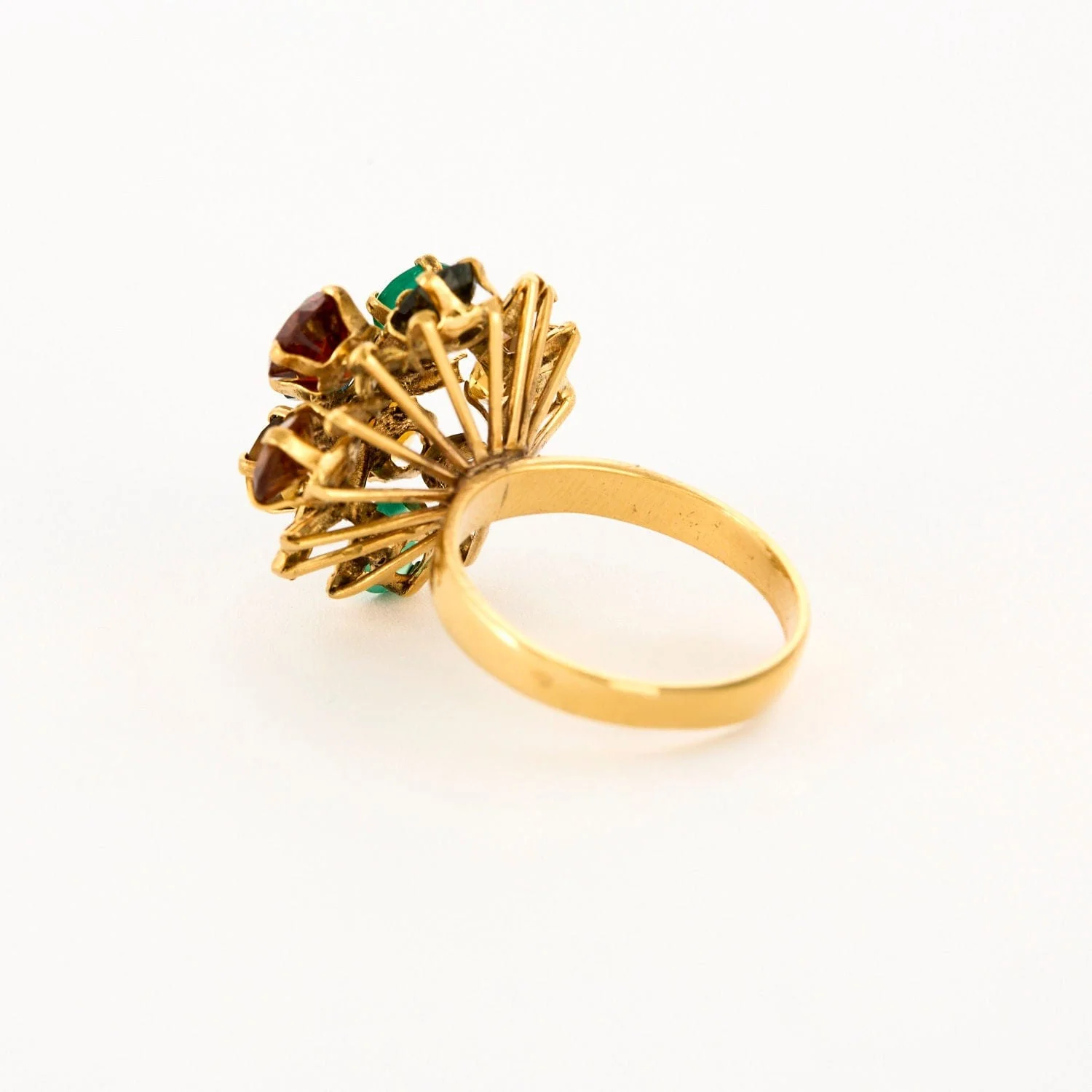 Cocktail ring yellow gold citrine spinel tiger's eye sapphire - Image 4