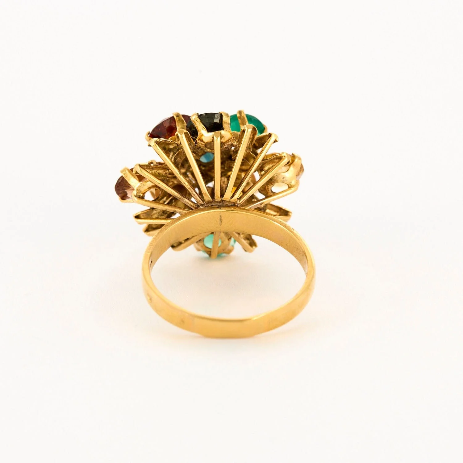 Cocktail ring yellow gold citrine spinel tiger's eye sapphire - Image 5