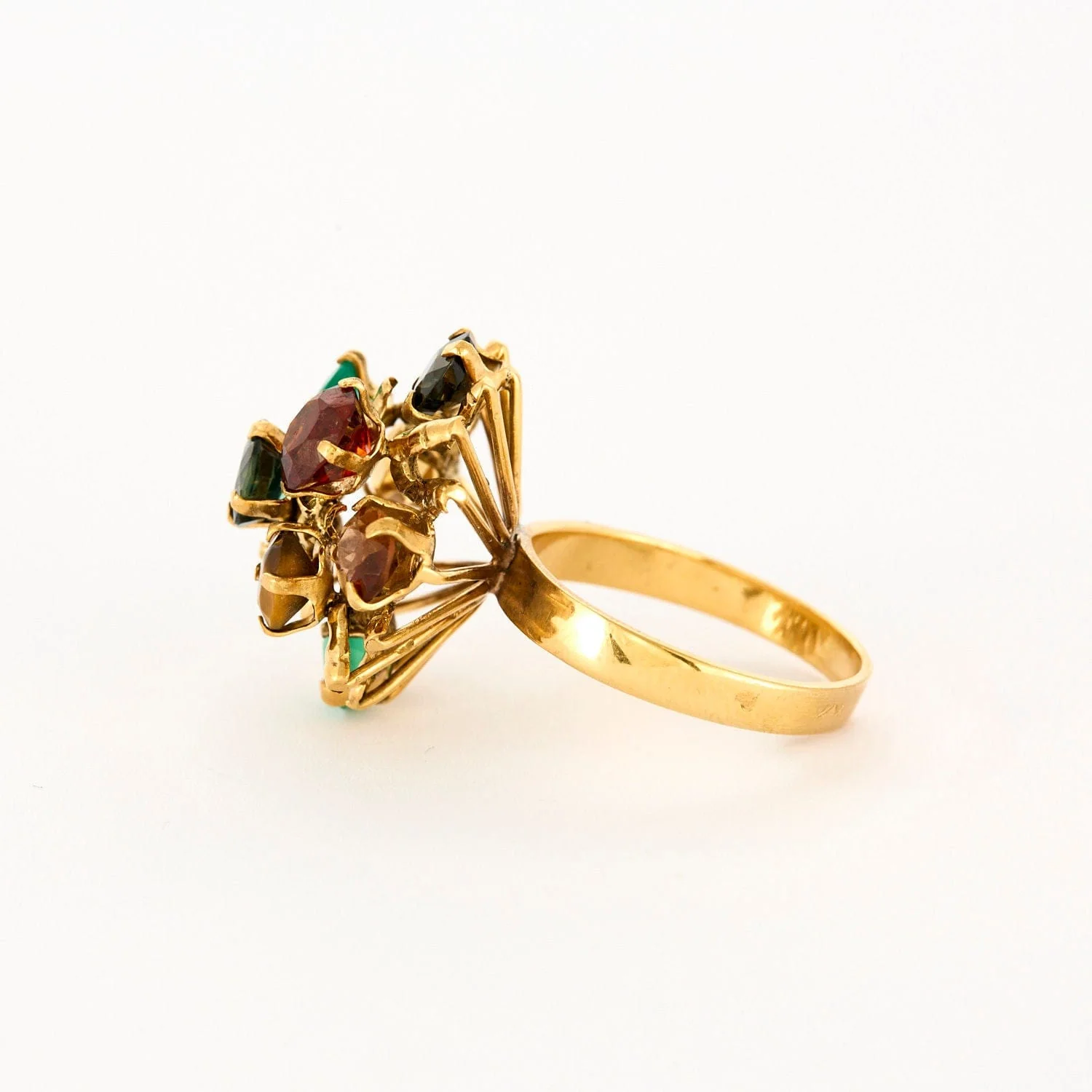 Cocktail ring yellow gold citrine spinel tiger's eye sapphire - Image 6
