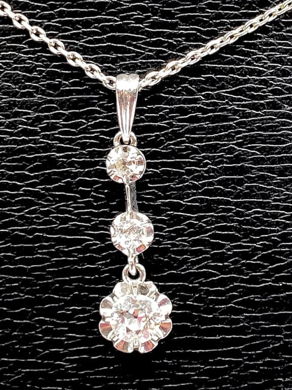 1900 Diamond pendant on chain - Image 8