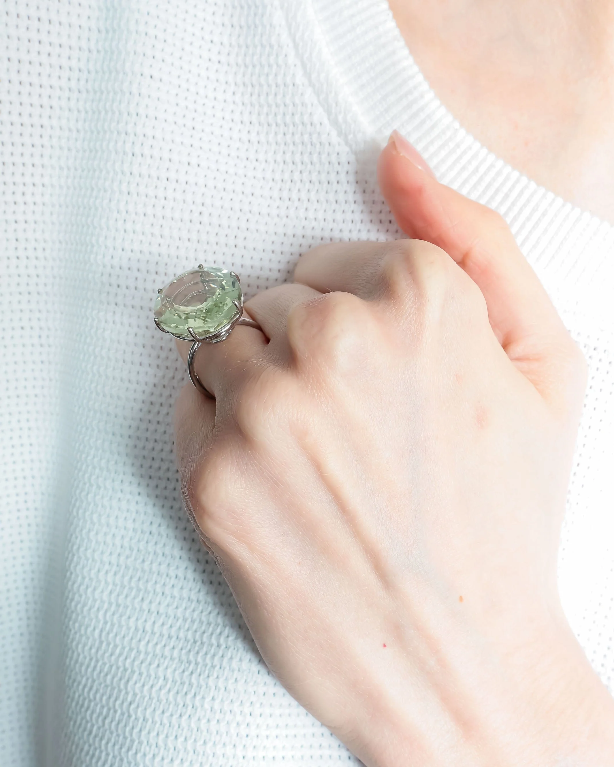 Prasiolite White Gold Ring - Image 3