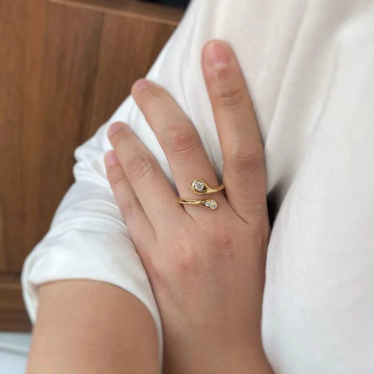 Snake Ring - Gold & Diamonds - Image 4