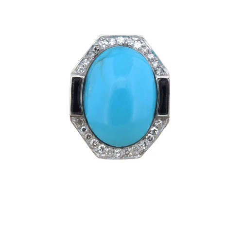 Ring in white gold with Turchese and Onice