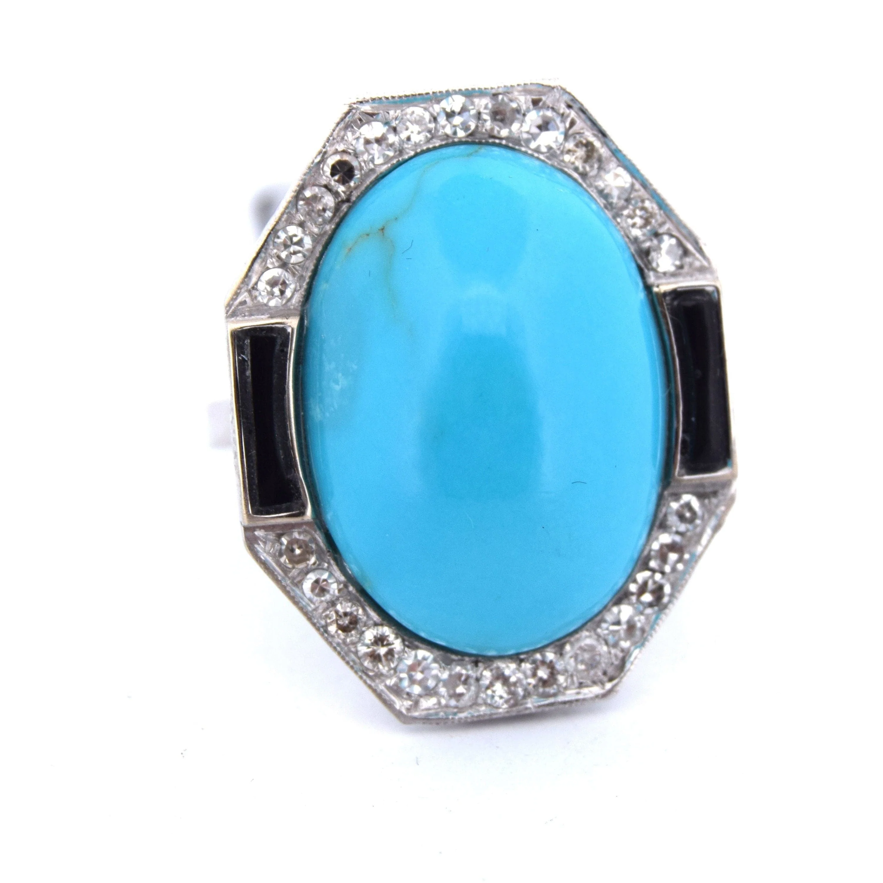 Ring in white gold with Turchese and Onice - Image 3