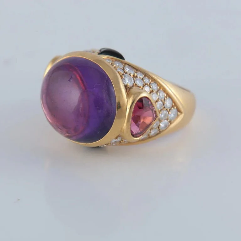 Marina B. - Dome Ring Amethyst Pink Tourmalines Diamonds - Image 2