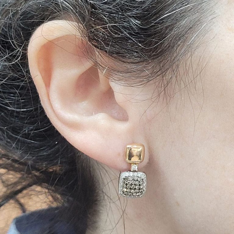 Diamond earrings in 18k rose gold and white gold  - Image 2