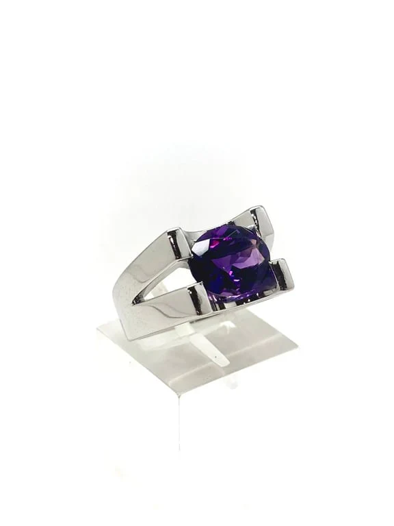 Designer ring in white gold, amethyst  - Image 4