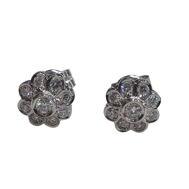 18k white gold and diamond earrings 